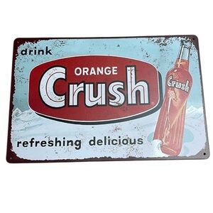 Orange Crush Tin Sign Vintage Inspired Wall Decor Retro Rusty Look 1953 Remake